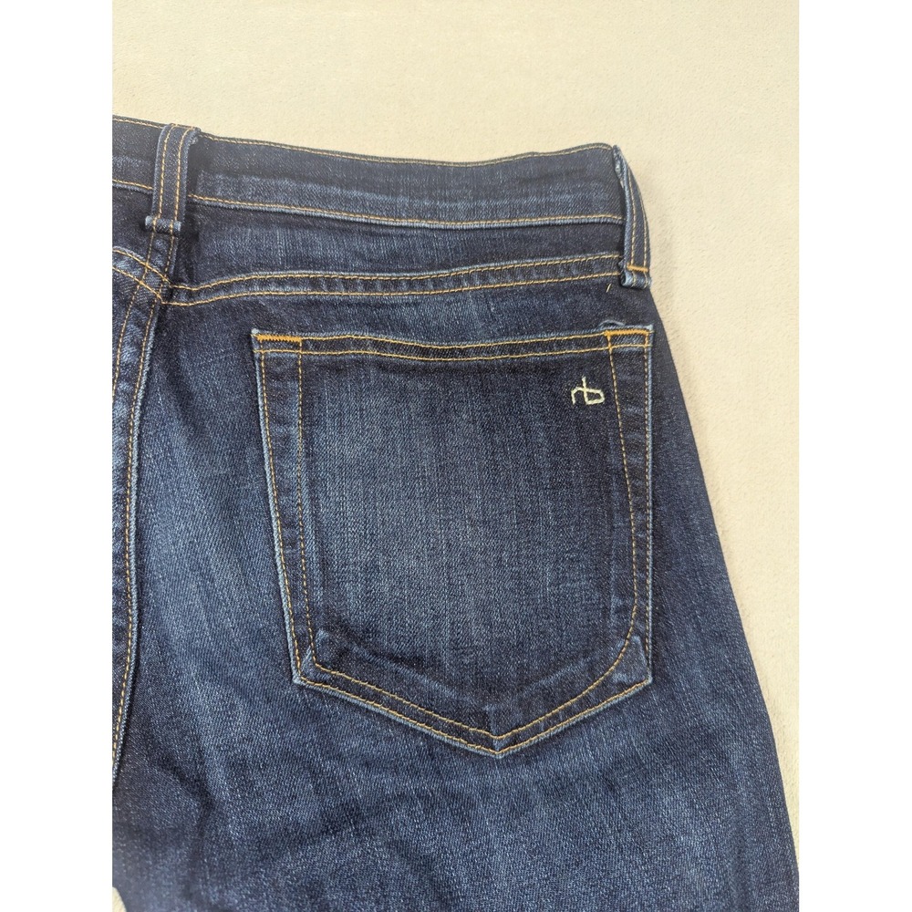 Rag & Bone Dre Jeans Womens 26 Blue Dark Wash Mid Rise Raw Hem USA Stretch - Picture 16 of 16